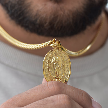 Cadena Cubana + Dije Virgen Milagrosa